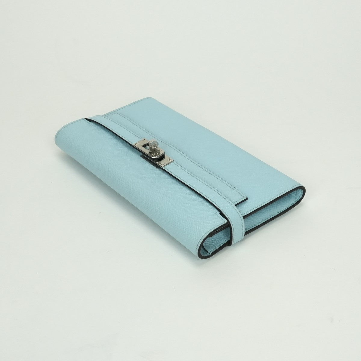 エルメス HERMES ケリーウォレット ケリーウォレットロング 財布 長財布 ロングウォレット エプソン ブルーゼフィール Bluezephyr ブルー 水色 シルバー金具 ヴォーエプソン