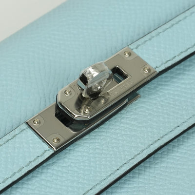 エルメス HERMES ケリーウォレット ケリーウォレットロング 財布 長財布 ロングウォレット エプソン ブルーゼフィール Bluezephyr ブルー 水色 シルバー金具 ヴォーエプソン