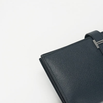 HERMES 爱马仕 B?arn soufflet Bearn soufflet 钱包长钱包爱普生海军蓝色银色金属配件Vaugh Epson