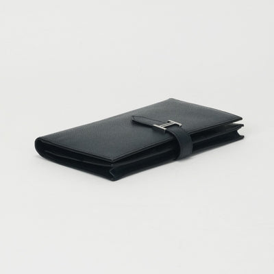 HERMES 爱马仕 B?arn soufflet Bearn soufflet 钱包长钱包爱普生海军蓝色银色金属配件Vaugh Epson