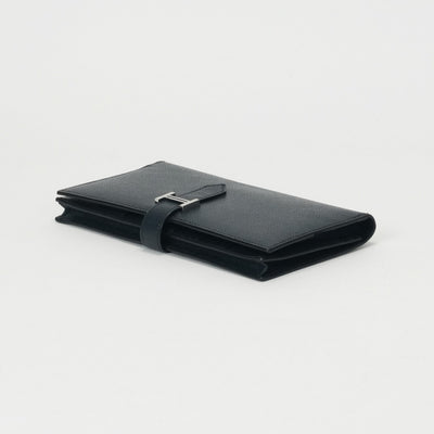 HERMES 爱马仕 B?arn soufflet Bearn soufflet 钱包长钱包爱普生海军蓝色银色金属配件Vaugh Epson