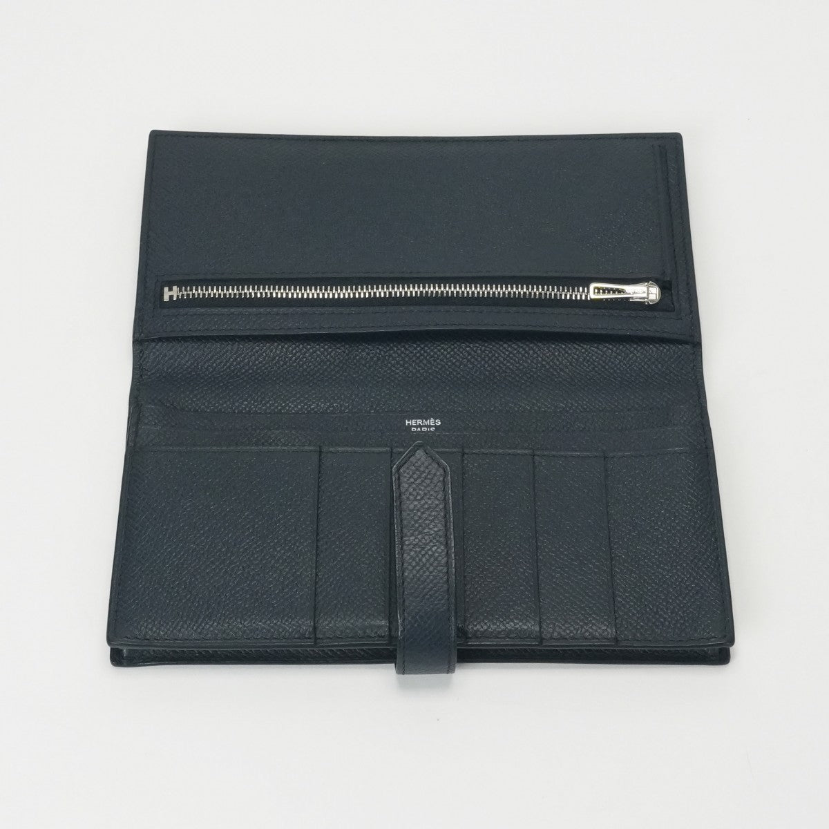 HERMES 爱马仕 B?arn soufflet Bearn soufflet 钱包长钱包爱普生海军蓝色银色金属配件Vaugh Epson