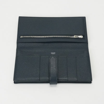 HERMES 爱马仕 B?arn soufflet Bearn soufflet 钱包长钱包爱普生海军蓝色银色金属配件Vaugh Epson