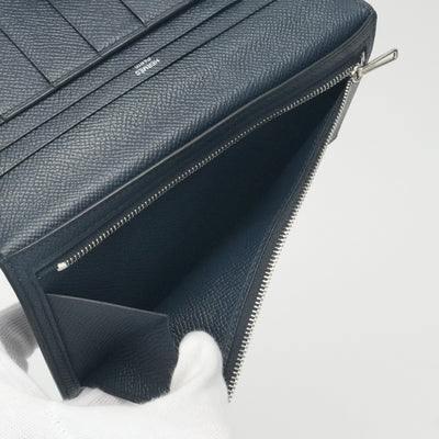 HERMES 爱马仕 B?arn soufflet Bearn soufflet 钱包长钱包爱普生海军蓝色银色金属配件Vaugh Epson