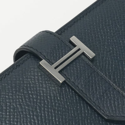 HERMES 爱马仕 B?arn soufflet Bearn soufflet 钱包长钱包爱普生海军蓝色银色金属配件Vaugh Epson