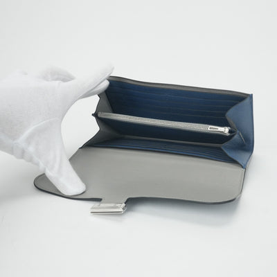 HERMES 爱马仕 Constance long Constance long 钱包长钱包Epson Blutonpet蓝色银色金属配件Vaugh Epson