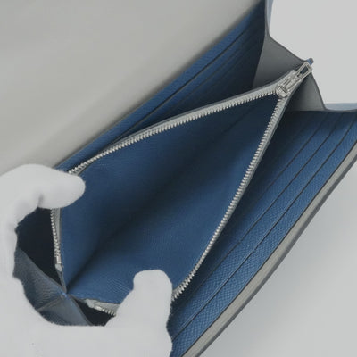 HERMES 爱马仕 Constance long Constance long 钱包长钱包Epson Blutonpet蓝色银色金属配件Vaugh Epson
