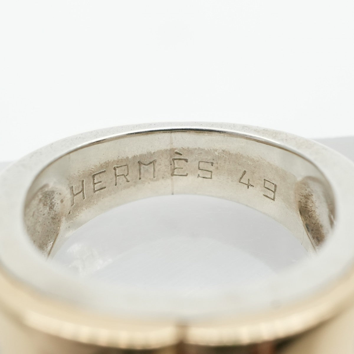 HERMES 爱马仕戒指银银组合古董石榴石稀有黄金