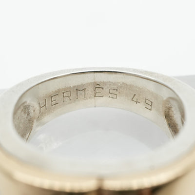 HERMES 爱马仕戒指银银组合古董石榴石稀有黄金