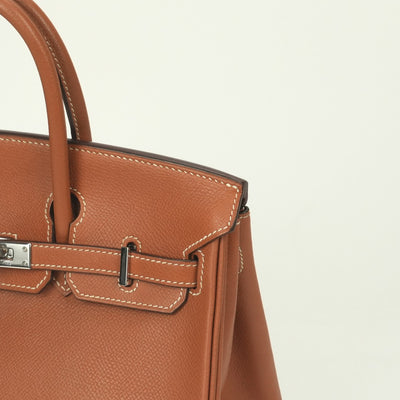 エルメス HERMES バーキン25 バーキン 25 バッグ トートバッグ エプソン コニャック ブラウン 茶 シルバー金具 ヴォーエプソン
