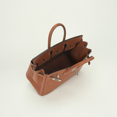 エルメス HERMES バーキン25 バーキン 25 バッグ トートバッグ エプソン コニャック ブラウン 茶 シルバー金具 ヴォーエプソン