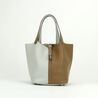 エルメス HERMES ピコタンロックMM カザック ピコタンロック MM ピコタンロック22 バッグ トートバッグ トリヨンクレマンス パールグレー クラフト ブラウン グレー 茶 シルバー金具
