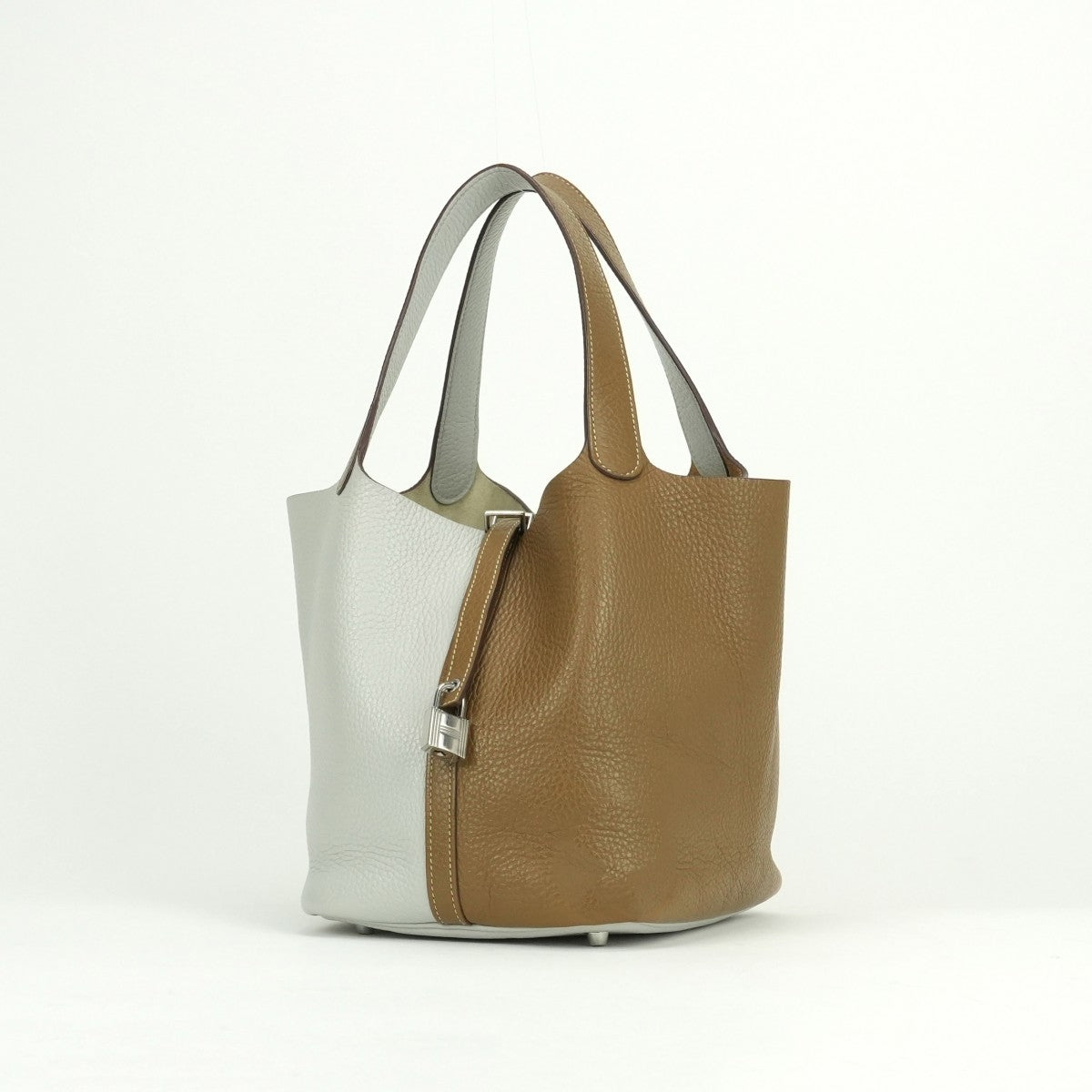 エルメス HERMES ピコタンロックMM カザック ピコタンロック MM ピコタンロック22 バッグ トートバッグ トリヨンクレマンス パールグレー クラフト ブラウン グレー 茶 シルバー金具