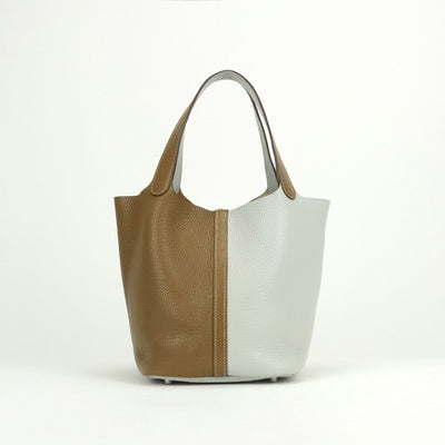 エルメス HERMES ピコタンロックMM カザック ピコタンロック MM ピコタンロック22 バッグ トートバッグ トリヨンクレマンス パールグレー クラフト ブラウン グレー 茶 シルバー金具