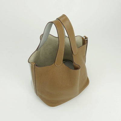 エルメス HERMES ピコタンロックMM カザック ピコタンロック MM ピコタンロック22 バッグ トートバッグ トリヨンクレマンス パールグレー クラフト ブラウン グレー 茶 シルバー金具