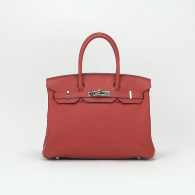 HERMES 爱马仕 Birkin 30 Birkin 30 手提袋多哥九重奏红色粉红色的红色银金属配件
