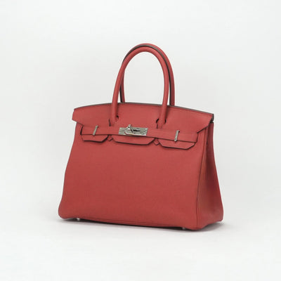 HERMES 爱马仕 Birkin 30 Birkin 30 手提袋多哥九重奏红色粉红色的红色银金属配件