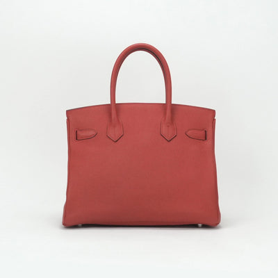 HERMES 爱马仕 Birkin 30 Birkin 30 手提袋多哥九重奏红色粉红色的红色银金属配件