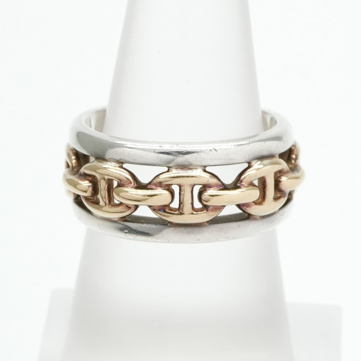 HERMES HERMES Anchene Anchene Ring 750/925 Silver Antique Rare Hallmark Maker's Mark