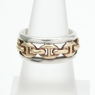 HERMES HERMES Anchene Anchene Ring 750/925 Silver Antique Rare Hallmark Maker's Mark