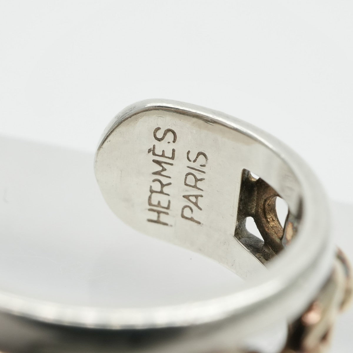 HERMES HERMES Anchene Anchene Ring 750/925 Silver Antique Rare Hallmark Maker's Mark