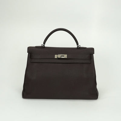 エルメス HERMES ケリー40 ケリー 40 ヴェルソ バッグ トートバッグ トゴ ハバナ Havane ノワール noir ブラウン brown ブラック black 茶 黒 シルバー金具　ルテニウム金具 バイカラー ハンドバッグ