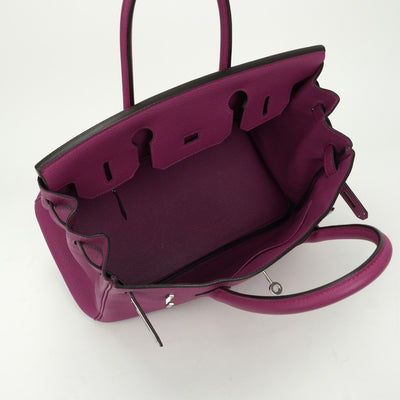 HERMES HERMES Birkin 30 Birkin 30 Bag Tote Bag Togo Rose Purple Pink Purple Purple Silver Metal Fitting Handbag