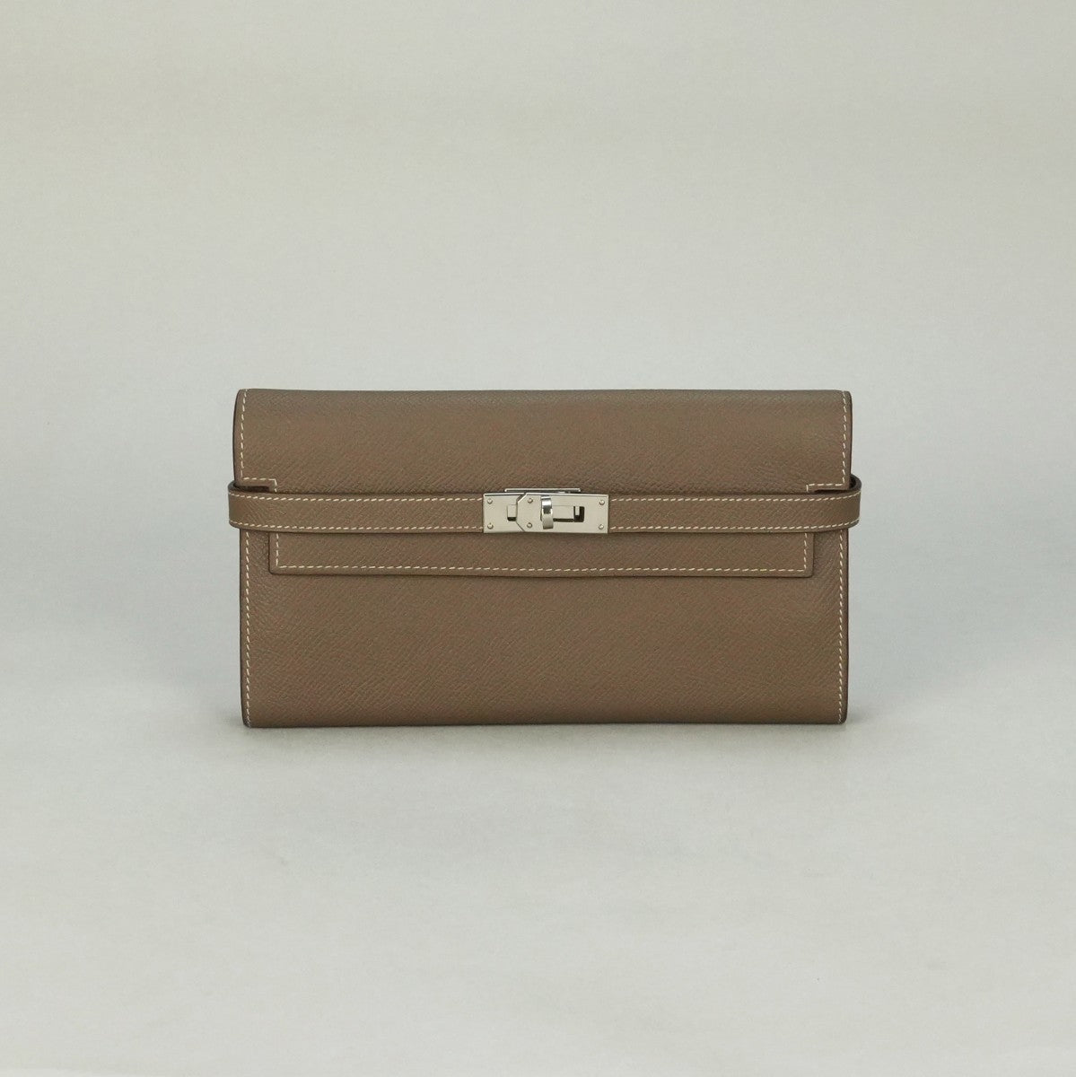 エルメス HERMES ケリーウォレット ケリーウォレットロング 財布 長財布 ロングウォレット エプソン エトゥープ グレージュ シルバー金具 ヴォーエプソン