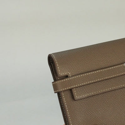 エルメス HERMES ケリーウォレット ケリーウォレットロング 財布 長財布 ロングウォレット エプソン エトゥープ グレージュ シルバー金具 ヴォーエプソン