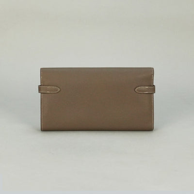 エルメス HERMES ケリーウォレット ケリーウォレットロング 財布 長財布 ロングウォレット エプソン エトゥープ グレージュ シルバー金具 ヴォーエプソン