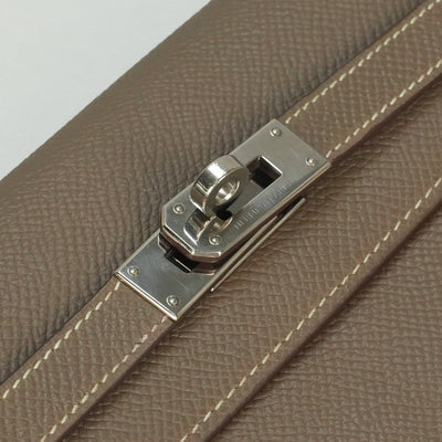 エルメス HERMES ケリーウォレット ケリーウォレットロング 財布 長財布 ロングウォレット エプソン エトゥープ グレージュ シルバー金具 ヴォーエプソン