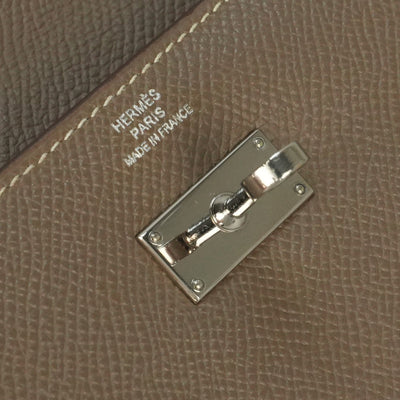 エルメス HERMES ケリーウォレット ケリーウォレットロング 財布 長財布 ロングウォレット エプソン エトゥープ グレージュ シルバー金具 ヴォーエプソン