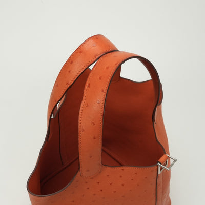 エルメス HERMES ピコタンロックMM ピコタンロック MM ピコタンロック22 バッグ トートバッグ オーストリッチ タンジェリン　Tangerine オレンジ Orange シルバー金具 ハンドバッグ