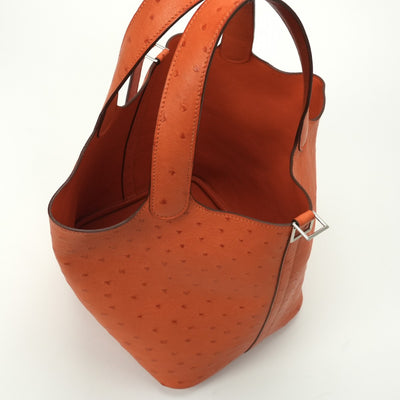 エルメス HERMES ピコタンロックMM ピコタンロック MM ピコタンロック22 バッグ トートバッグ オーストリッチ タンジェリン　Tangerine オレンジ Orange シルバー金具 ハンドバッグ