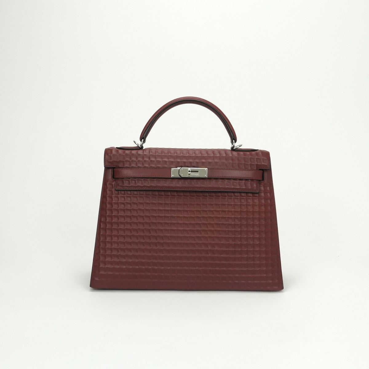 エルメス HERMES ケリー32 ケリー 32 バッグ トートバッグ ワッフル ドゥイッチ ルージュアッシュ RougeH レッド Red 赤 シルバー金具 ハンドバッグ V字金具 新型金具 KELLY