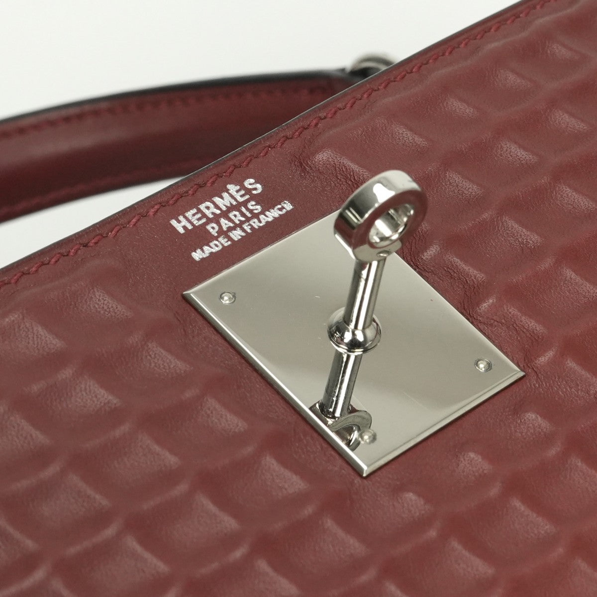 エルメス HERMES ケリー32 ケリー 32 バッグ トートバッグ ワッフル ドゥイッチ ルージュアッシュ RougeH レッド Red 赤 シルバー金具 ハンドバッグ V字金具 新型金具 KELLY