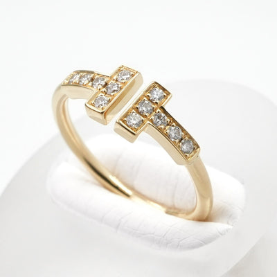 ティファニー TIFFANY&Co. ダイヤモンド ワイヤー リング Tワイヤー ティファニー T リング 指輪 750YG イエローゴールド ダイヤリング　イエローゴールド
