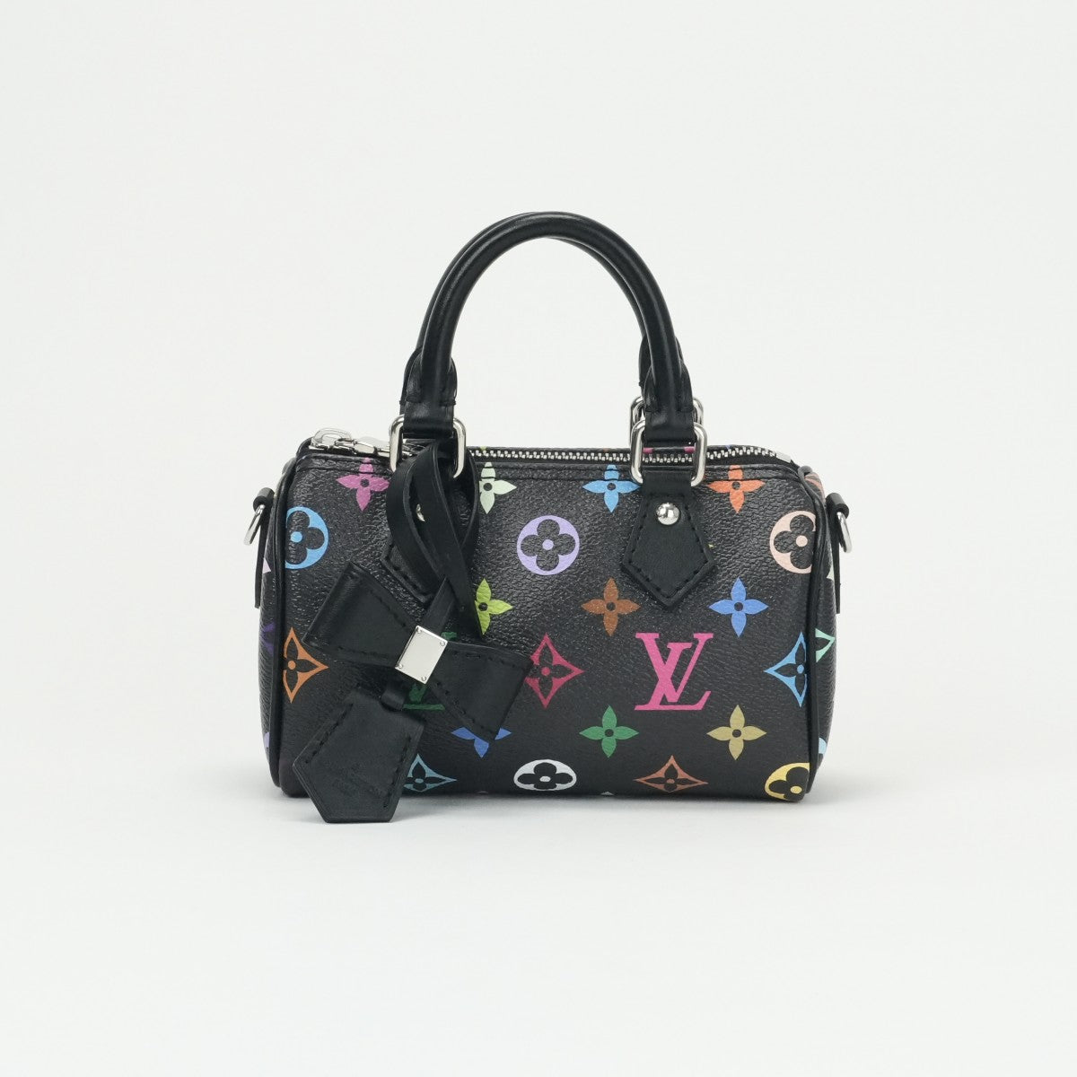 ルイヴィトン LOUIS VUITTON ナノ スピーディ バッグ トートバッグ ショルダーバッグ モノグラム キャンバス ノワール ブラック 黒 シルバー金具 LV×TM