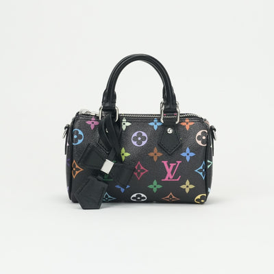 ルイヴィトン LOUIS VUITTON ナノ スピーディ バッグ トートバッグ ショルダーバッグ モノグラム キャンバス ノワール ブラック 黒 シルバー金具 LV×TM