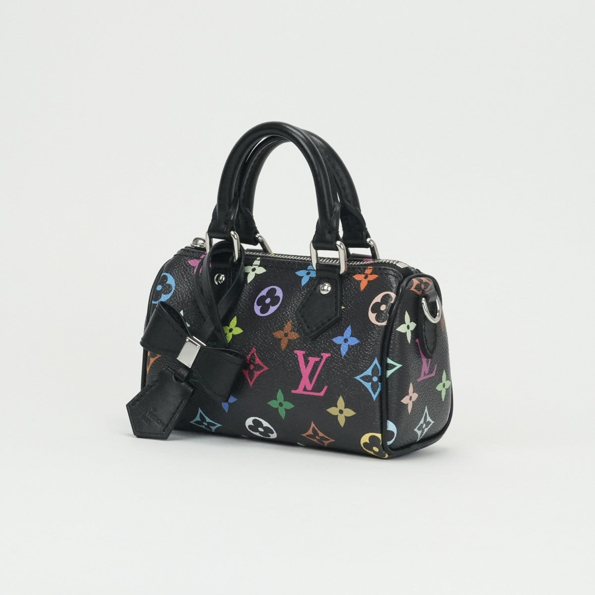 ルイヴィトン LOUIS VUITTON ナノ スピーディ バッグ トートバッグ ショルダーバッグ モノグラム キャンバス ノワール ブラック 黒 シルバー金具 LV×TM