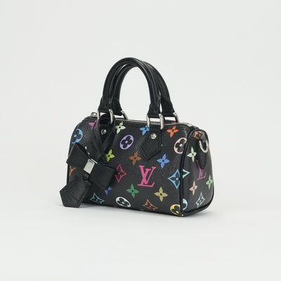 ルイヴィトン LOUIS VUITTON ナノ スピーディ バッグ トートバッグ ショルダーバッグ モノグラム キャンバス ノワール ブラック 黒 シルバー金具 LV×TM