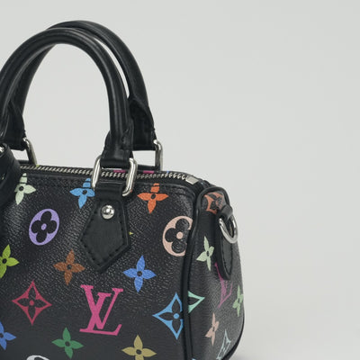 ルイヴィトン LOUIS VUITTON ナノ スピーディ バッグ トートバッグ ショルダーバッグ モノグラム キャンバス ノワール ブラック 黒 シルバー金具 LV×TM