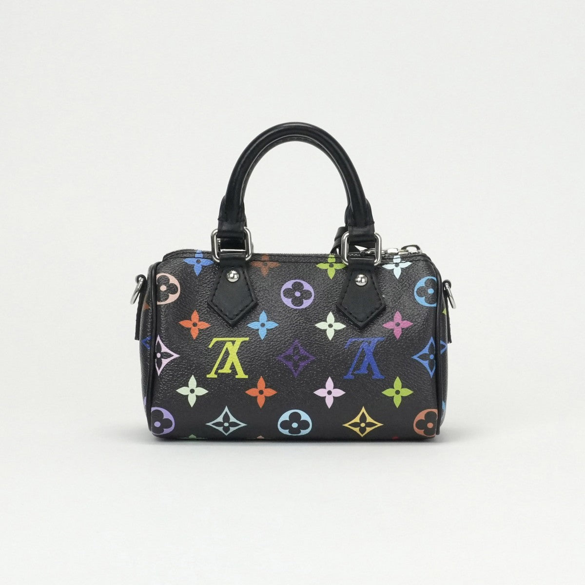 ルイヴィトン LOUIS VUITTON ナノ スピーディ バッグ トートバッグ ショルダーバッグ モノグラム キャンバス ノワール ブラック 黒 シルバー金具 LV×TM