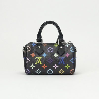 ルイヴィトン LOUIS VUITTON ナノ スピーディ バッグ トートバッグ ショルダーバッグ モノグラム キャンバス ノワール ブラック 黒 シルバー金具 LV×TM