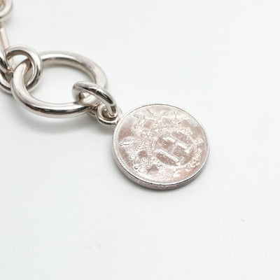 HERMES HERMES Bracelet Bangle Cuff 925 Silver Silver Amulet 5 Charm
