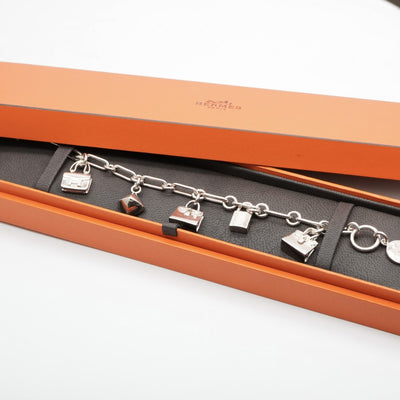 HERMES HERMES Bracelet Bangle Cuff 925 Silver Silver Amulet 5 Charm