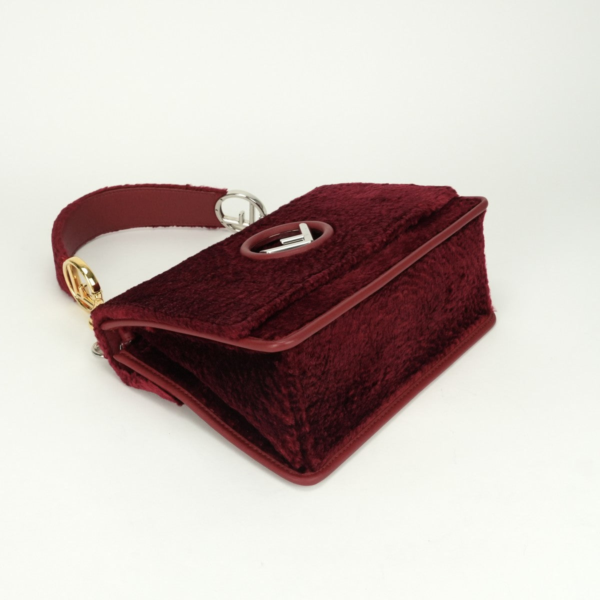 FENDI FENDI bag, tote bag, shoulder bag, canaiyev, red, silver hardware