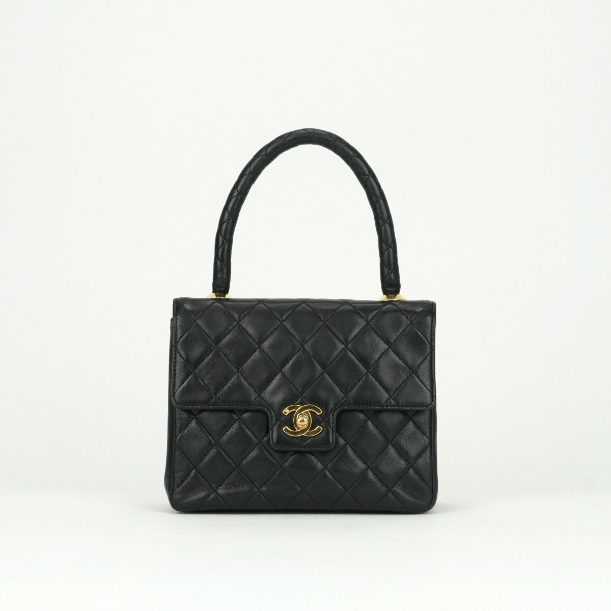CHANEL CHANEL Matelass? Bag, Tote Bag, Lambskin, Black, Black, Gold Hardware, Top Handle, Coco Mark, Handbag, Turn Lock
