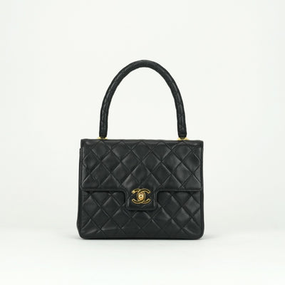 CHANEL CHANEL Matelass? Bag, Tote Bag, Lambskin, Black, Black, Gold Hardware, Top Handle, Coco Mark, Handbag, Turn Lock