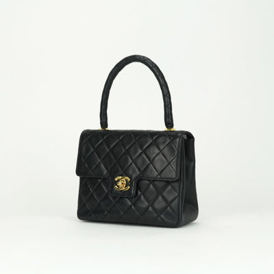 CHANEL CHANEL Matelass? Bag, Tote Bag, Lambskin, Black, Black, Gold Hardware, Top Handle, Coco Mark, Handbag, Turn Lock